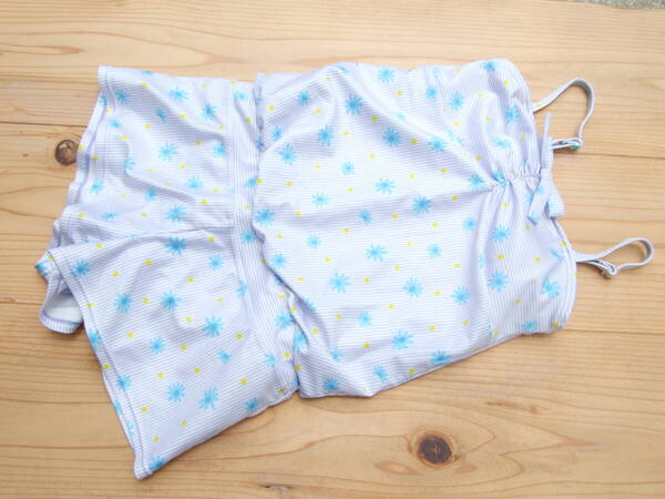 *美品!キッズ女の子パープルボーダーワンピース水着140センチ(7)*