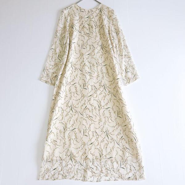 美品 SLOBE IENA スローブイエナ ロング ワンピース 長袖 ボタニカル 花柄 アイボリー 透け感 シアー フリーサイズ F