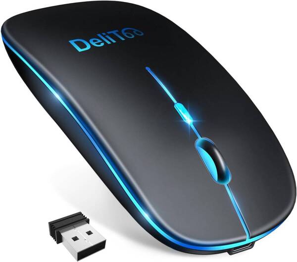 【送料無料】○ワイヤレスマウス 静音 無線 充電式 省エネルギー 無線 2.4GHz 高感度 DPI切替 持ち運び便利 ブラック(新品・未使用)
