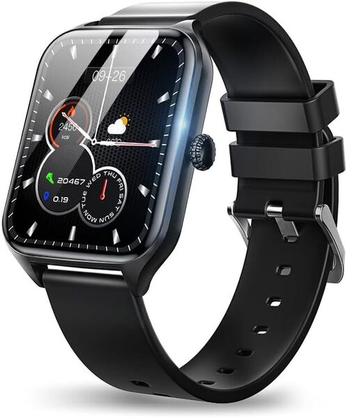【送料無料】○スマートウォッチ 1.85インチ大画面 200種類文字盤 Bluetooth5.3 通話 IP68防水 活動量計 ブラック(新品・未使用)