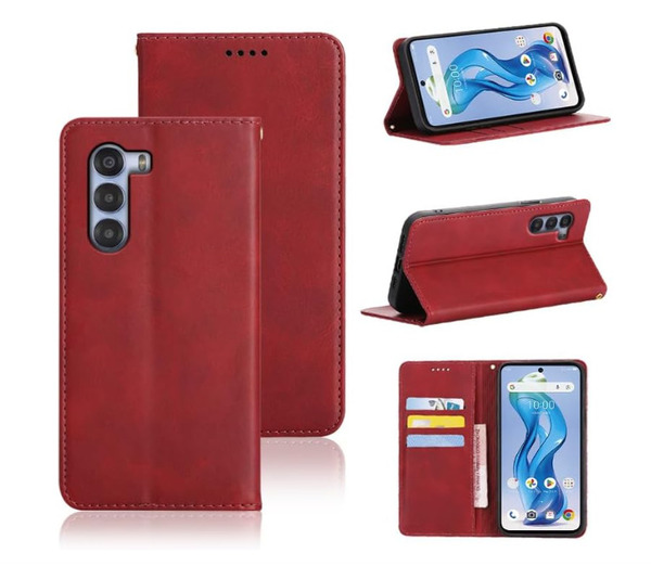 Nubia S 5G ケース 手帳型 A403ZT A403ZT スマホケース PUレザー カード収納 財布型 耐衝撃 マグネット スタンド機能付 レッド ay-17