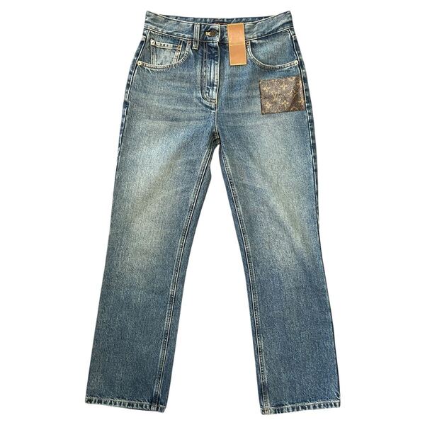 LOUIS VUITTON 2024SS monogram レザーパッチワーク デニムパンツ RW241WW GM1 FQPA41 ルイヴィトン