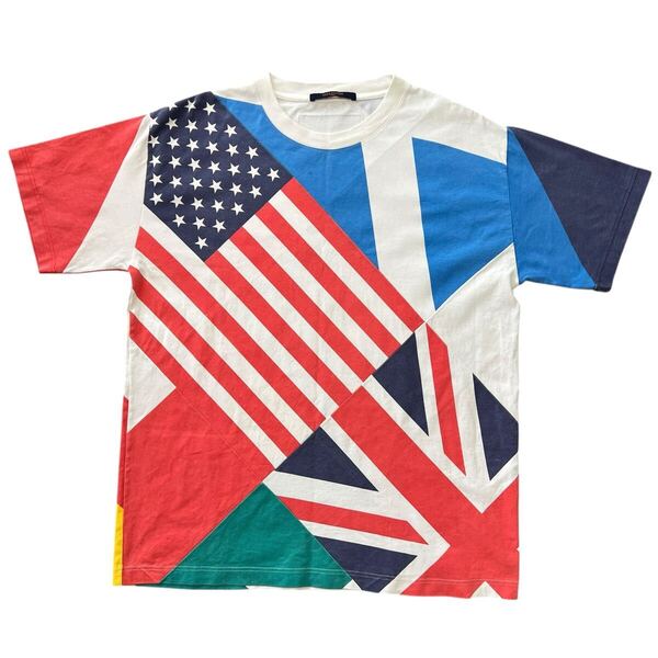 LOUIS VUITTON 2019AW Virgil Abloh Patchwork National Flag Cotton T-Shirt ルイ・ヴィトン ヴァージル 国旗パッチワーク Tシャツ