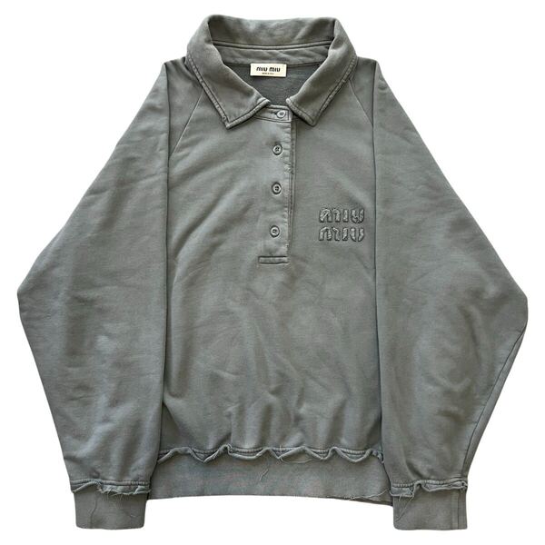 MIU MIU 23SS Garment-dye Cotton Sweat Shirt Hoodie with Embroidery LogoMIU MIU ガーメントダイ コットンスウェットシャツ MJL914 S231