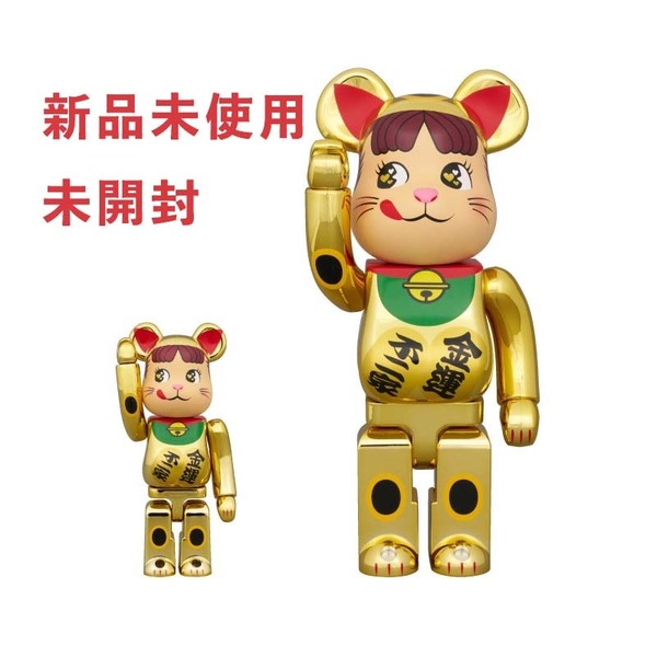★新品・未使用・未開封★BE@RBRICK 招き猫 ペコちゃん 金運ダブル小判 金メッキ