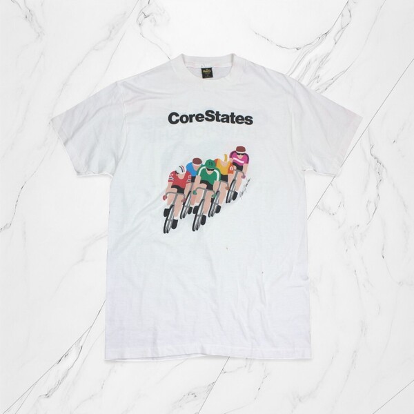 古着 80s USA製 ANVIL T-SHIRTS CORE STATES WHITE Tシャツ シングルステッチ 半袖 【Vintage】