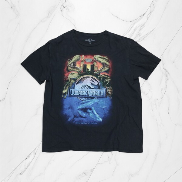 古着 UNIVERSAL STUDIOS T-SHIRTS JURASSIC PARK BLACK Tシャツ 半袖 ジュラシックパーク ムービーT 【Vintage】