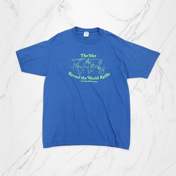 古着 80s USA製 JERZEES T-Shirts Blue Tシャツ シングルステッチ 半袖 【Vintage】