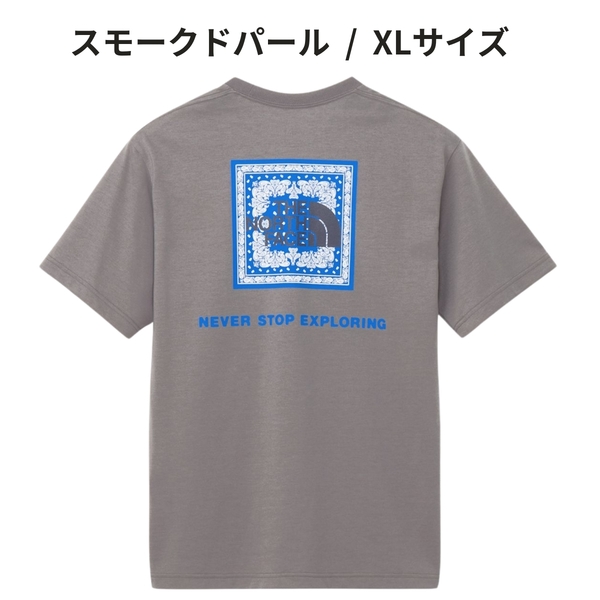 即決☆ノースフェイス バンダナ スクエア 半袖Tシャツ SP/XLサイズ XL ネコポス スモークドパール 灰色 速乾 バンダナ スクエア ロゴ
