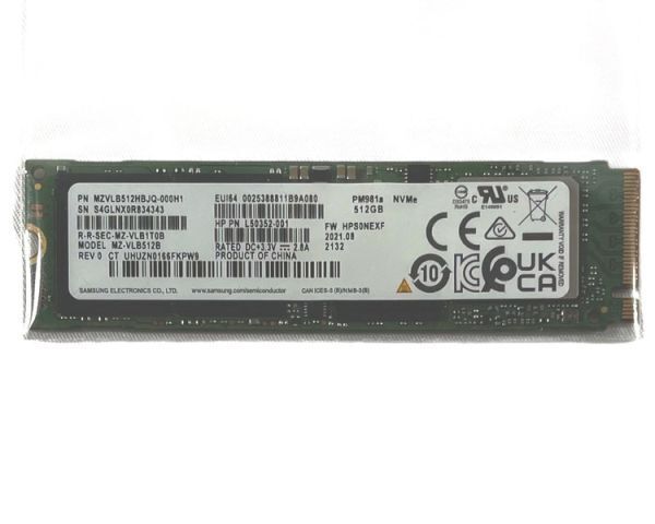 SAMSUNG製 512GB NVMe M.2 SSD type2280 PM981a MZVLB512HBJQ-000H1 | 健康状態正常98%/電源投入469回/使用12802時間 | サムスン