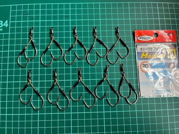 下田漁具 オホーツクアキアジ針 サイズ18 鋼針 浮きルアーダブルアシストフック10本①