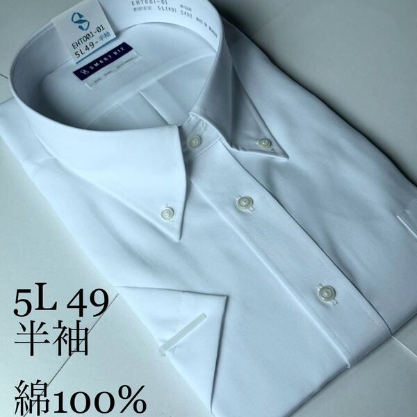 半袖ワイシャツ★5Lサイズ49★ノーマルタイプ★綿100%★超形状安定★ノーアイロン★SMART BIZ
