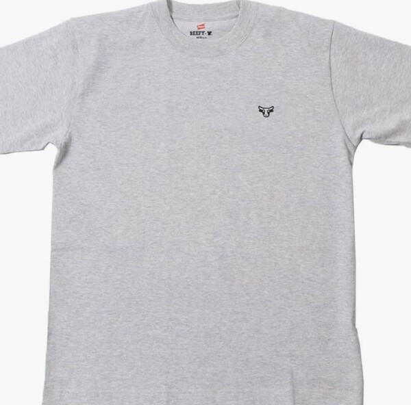 新品未使用 Tシャツ Hanes ヘインズ BEEFY-T ビーフィー ロゴワッペン付き 綿100% グレー