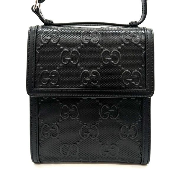 GUCCI グッチ GGエンボス ショルダーバッグ ブラック レザー 625782 GG メンズ レディース ユニセックス お出かけ カジュアル