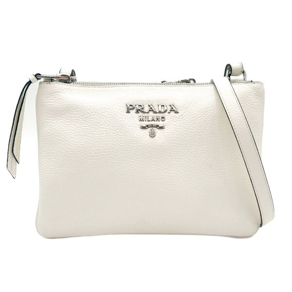 PRADA プラダ ショルダーバッグ ヴィッテロフェニックス ホワイト レザー 1BH046 斜め掛け クロスボディ レディース 白 バッグ