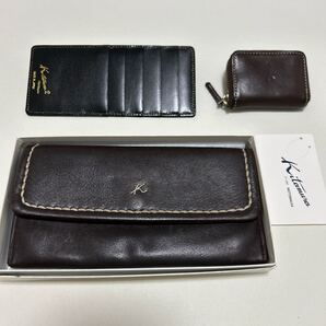 ◆Kitamura キタムラ 財布&小物 3点SET◆ かぶせ 長財布 ダークブラウン-箱付き ミニ 小銭入れ カードケース 黒【送料無料】0616