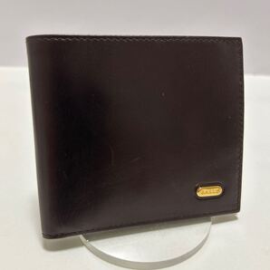 ◆BALLY バリー コンパクト 折り財布 ダークブラウン系◆ 小銭入れ有 札入れ×2 ゴールド ロゴ金具 イタリア製【送料無料】0626
