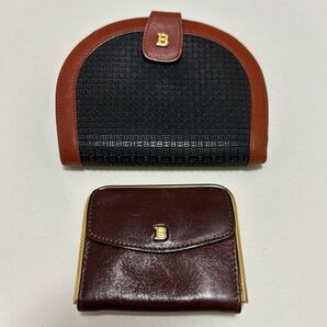 ◆BALLY バリー 半円 折り財布 & コインケース ヴィンテージ 2点SET◆ 本革 ゴールド ロゴ金具 イタリア製 【送料無料】0626