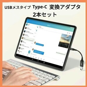 Type-C端末 USBメスタイプ機器接続 黒 変換アダプタ 2本セット iPhone GALAXY Huawei Google Pixel 対応 ケーブル データ転送 高品質