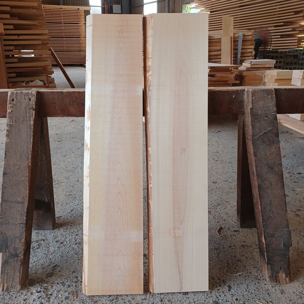 A-2217 国産ひのき 片耳付板 2枚セット 棚板 看板 まな板 一枚板 無垢材 桧 檜 DIY
