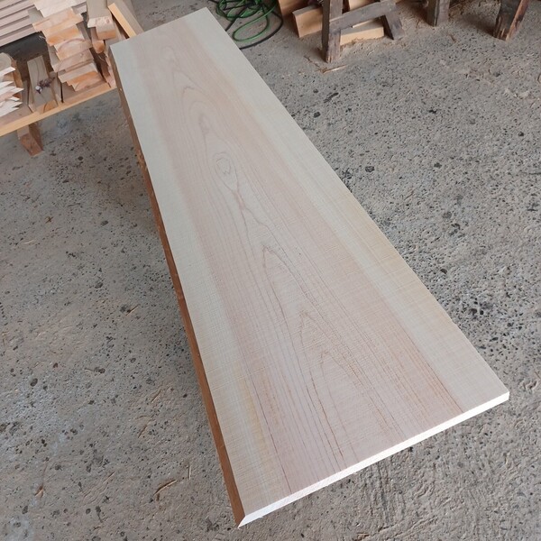 A-2236【153.5×35~35.5×2cm】 国産ひのき 片耳付板 カウンター 棚板 看板 一枚板 無垢材 桧 檜 DIY