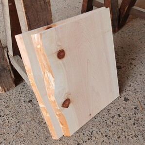 C-2082 国産ひのき 耳付節板 2枚セット 看板 テーブル インテリア 一枚板 無垢材 桧 檜 DIY