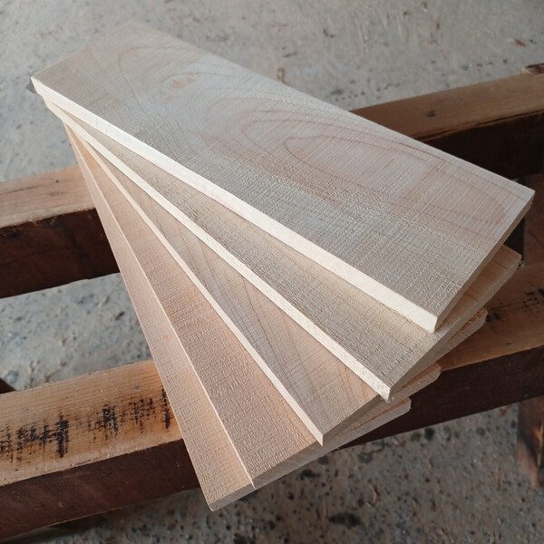 B-2019【38×11.2~12.5×1.5cm】 国産ひのき 板 5枚セット 看板 棚板 工作 一枚板 無垢材 桧 檜 DIY