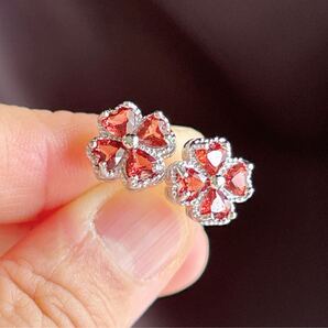 【天然石】ワインレッド ガーネットのピアス(番号A4683)