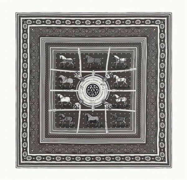 即決◆入手困難★美品 エルメス カレジェアン カシミア シルク 大判 スカーフ ストール 140 馬着・バンダナ カシシル グリトープ