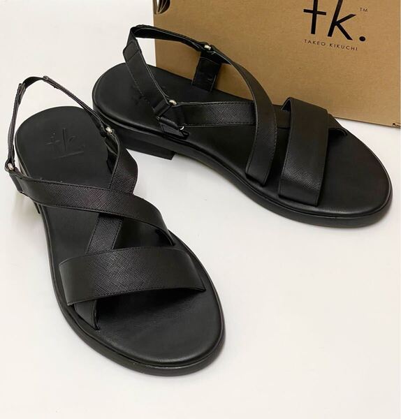 【未使用】tk.TAKEO KIKUCHI クロスストラップサンダル ブラック 26,5㎝ シューズ ティーケータケオキクチ 黒