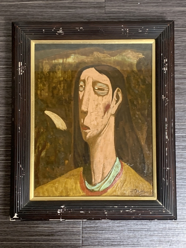 玉川信一、【神の標本】、希少な額装用画集画、新品高級額 額装