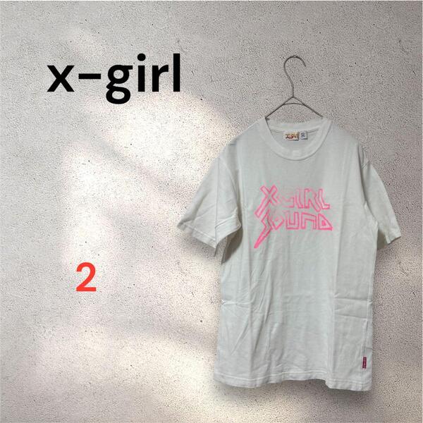 x-girl エックスガールサウンド ペイントロゴ 半袖Tシャツ サイズ2