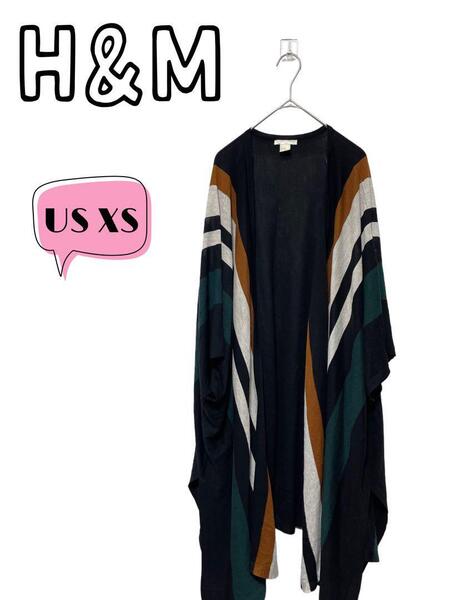 H&M エイチアンドエム 春夏 ロングカーディガン ポンチョ US XS
