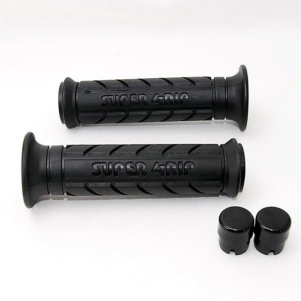 【匿名配送】 スーパーグリップ ブラック 左右セット 貫通式 130mm ハンドルグリップ バイク カスタム グリップ スクーター 原付 ラバー