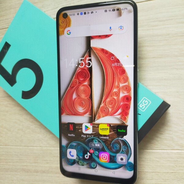OPPO 「Reno 5A」 アイスブルー 概ね美品です 物理デュアルSIMモデル SIMフリー版 RAM6GB.ROM128GB 便利なWiFi中継機能搭載