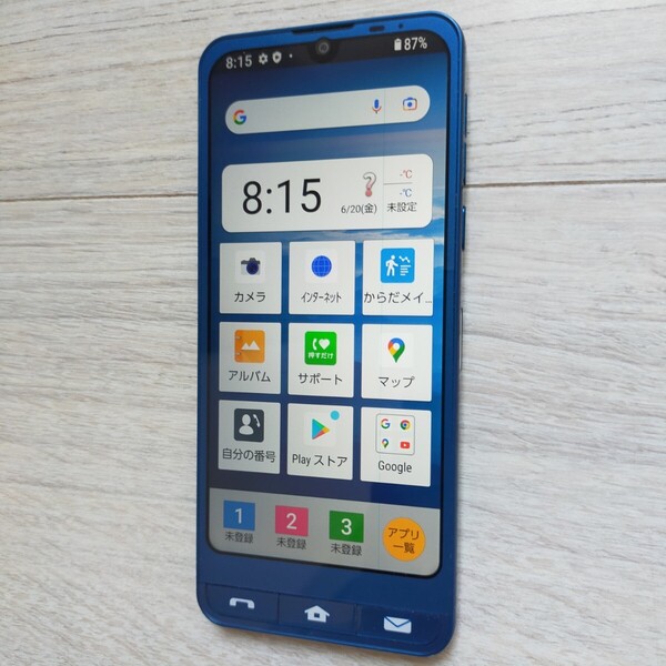 SHARP 「シンプルスマホ6」 インディゴブルー 少し「訳アリ」です RAM4GB.ROM64GB 年配の方に最適 simロック解除済 デュアルSIM