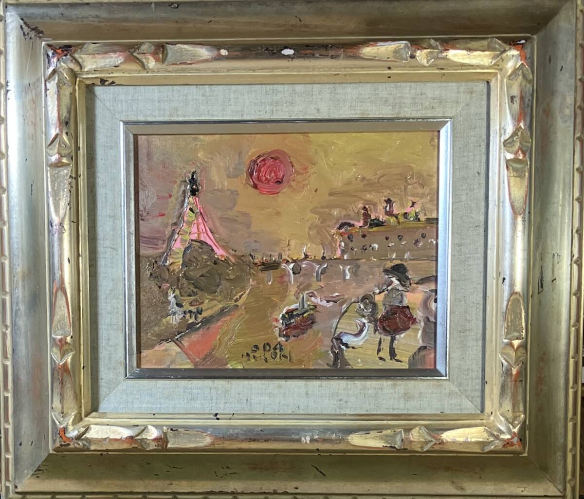 真作保証【織田廣喜 風景 肉筆水彩画額装】福岡出身洋画家