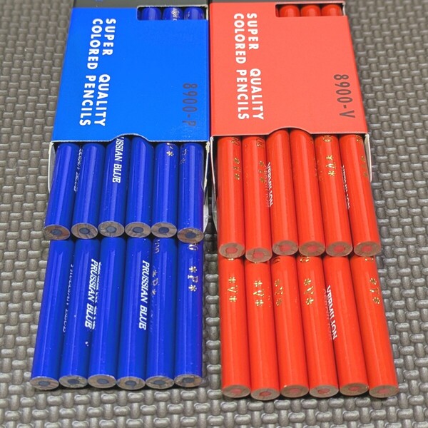 2ダースセット 赤鉛筆12本(朱色)/青鉛筆12本(藍色)Tombow トンボ鉛筆 8900-V/8900-P 色鉛筆 採点鉛筆