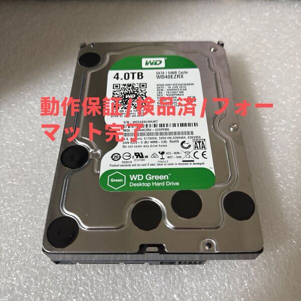 M51:(動作保証/フォーマット完了/使用0時間)Western Digital Green 4TB WDC WD40EZRX 3.5インチ SATA HDD