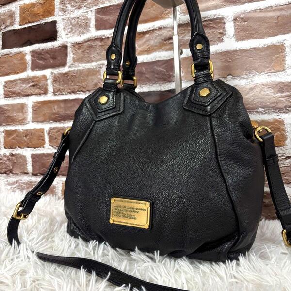 美品 マークバイジェイコブス Y2K 2way ショルダーバッグ レザー 黒 ハンドバッグ シボ革 ブラック