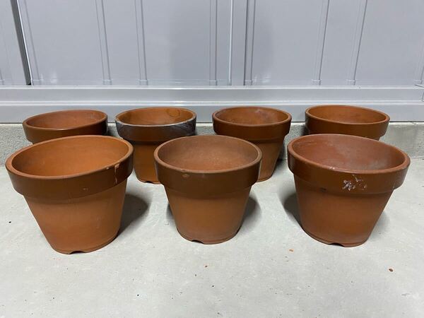 植木鉢 素焼き 5号 7点セット 小品盆栽 観葉植物 多肉植物 山野草 花 雑木 松盆栽 松柏 ガーデニング 深鉢 鉢 盆栽鉢