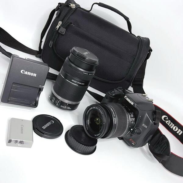 Canon キャノン EOS Kiss X2 デジタル一眼レフカメラ ダブルレンズキット デジカメ 一眼レフ 標準レンズ 望遠レンズ 運動会 現場撮影