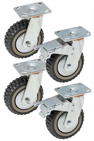 送料無料!未使用 150mm 固定 自在キャスター ウレタン車輪 4個セット 台車・荷車の補修用 負荷1024kg