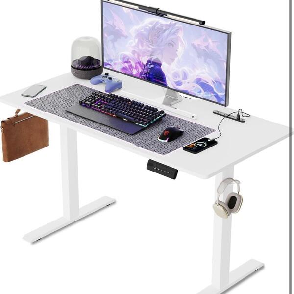 電動昇降式デスク 机 ゲーミングデスクUSB・コンセント付 120x60cm