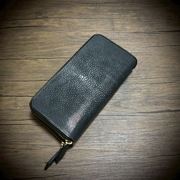 圧倒的な収納力 スティングレイ ダブルジッパー ウォレット ガルーシャ メンズ 財布 特大サイズ ダブルファスナー ブラック 黒