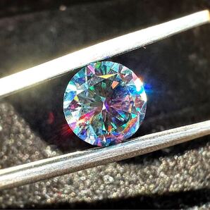 モアサナイト レインボーブルー 青 Rainbow 1.0CT 6.5mm ルース 証明書付 人工ダイヤモンド モアッサナイト