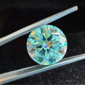 モアサナイト ライトグリーン 1.0CT 6.5mm ルース 裸石 証明書付き 人工ダイヤモンド モアッサナイト 青緑
