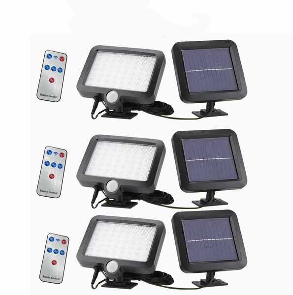3個セット LEDソーラーライト LED センサーライト 防水 リモコン付き 分離型 投光器屋外照明 人感センサーライト 自動 セキュリティ