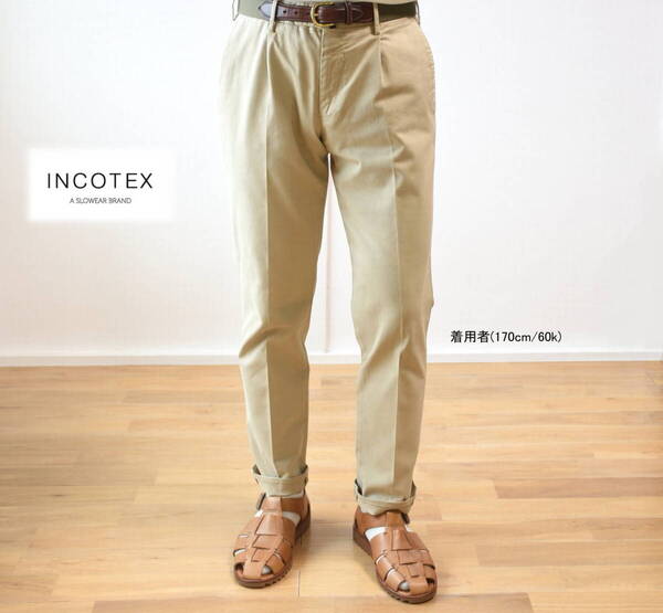 INCOTEX(インコテックス)1タック・ストレッチコットン・チノスラックス size48 ボトム パンツ
