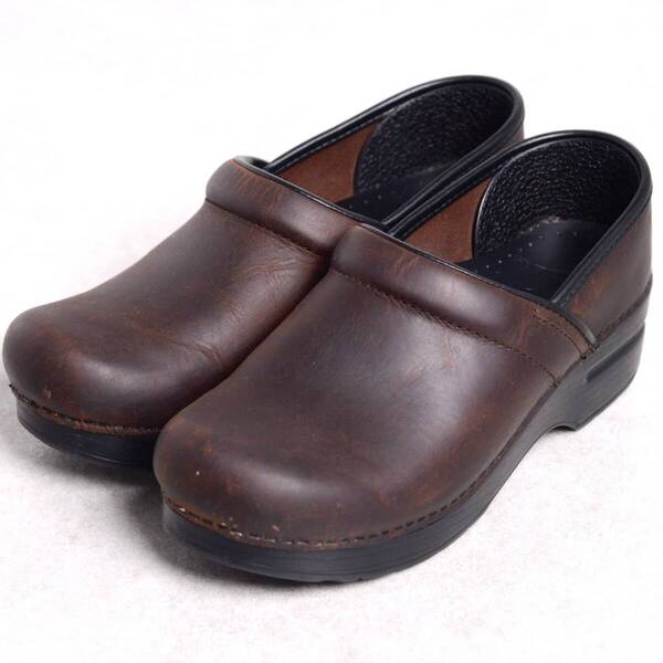 【size37】【良品】ダンスコ プロフェッショナル 茶 ブラウン レザー dansko professional サボ サンダル クロッグ